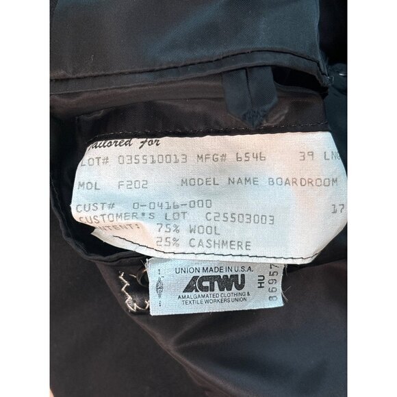 Hickey Freeman Barneys Black Blazer Jacket Sport Coat 40R Boardroom Wool Cashmer - Picture 8 of 11